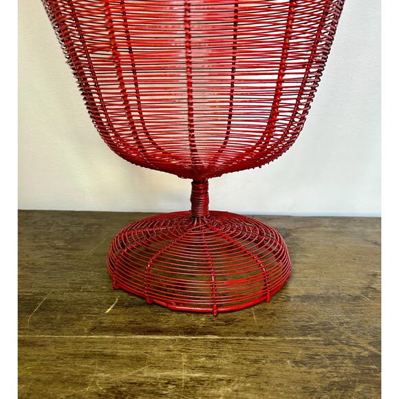 Vintage Red Wire French Fruit Basket | Wire Urn Planter | French Decor - Picture 4 of 5